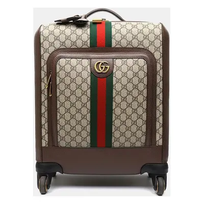 Gucci Beige Brown Canvas and Leather Savoy Small Suitcase