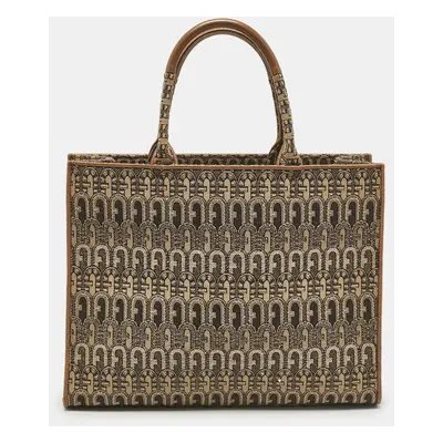 Furla Brown Jacquard Canvas Opportunity Tote