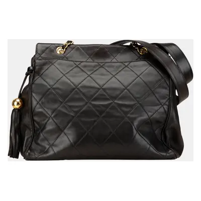 Chanel Black Quilted Lambskin Tassel Chain Tote