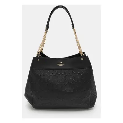 Coach Black Embossed Leather Lexy Shoulder Bag