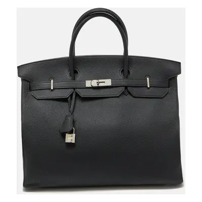 Hermes Black Taurillon Togo Leather Palladium Finish Birkin Bag