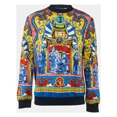 Dolce & Gabbana Multicolor Caretto Siciliano Print Cotton Sweatshirt