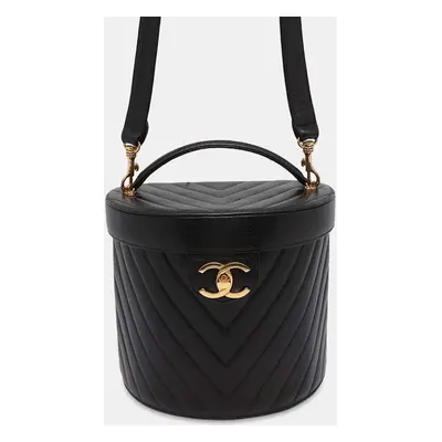 Chanel Chevron Vanity Black Caviar Leather