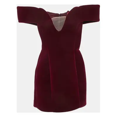 David Koma Red Velvet Off-Shoulder Mini Dress