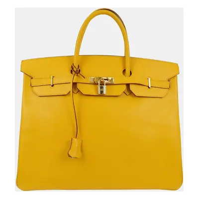 Hermes Yellow Courchevel Birkin Handbag