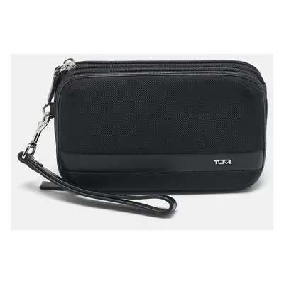 TUMI Black Nylon Alpha Triple Zip Clutch