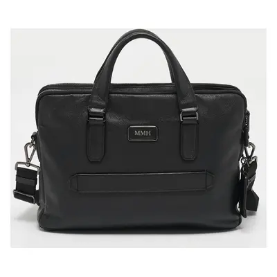 Tumi Black Leather Double Zip Briefcase Bag