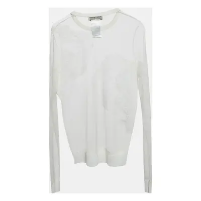 Emilio Pucci White Embroidered Tulle Sheer Pullover