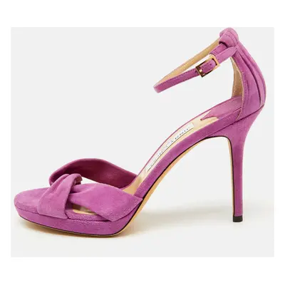 Jimmy Choo Purple Suede Ankle Strap Sandals Size