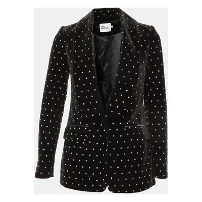 Self-Portrait Black Crystal Embellished Velvet Blazer