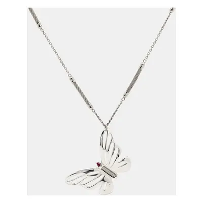 Charriol Butterfly Enamel Silver Tone Necklace