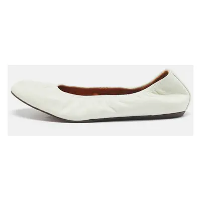 Lanvin White Leather Scrunch Ballet Flats Size