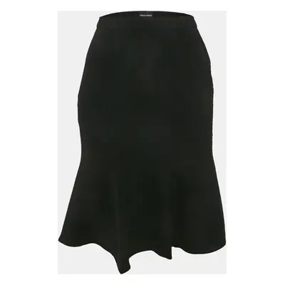 Armani Collezioni Black Silk Flared Knee-Length Skirt