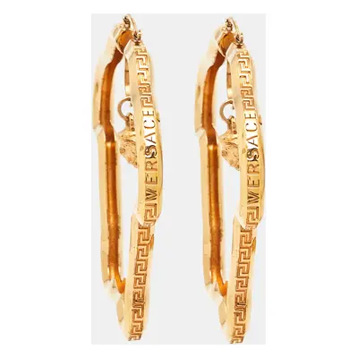 Versace Medusa Gold Tone Hoop Earrings