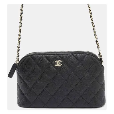 Chanel Black Caviar Leather Timeless Classic Chain Clutch Bag