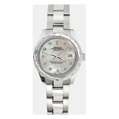 Rolex Custom Champagne Diamonds Stainless Steel Datejust Automatic Women's Wristwatch