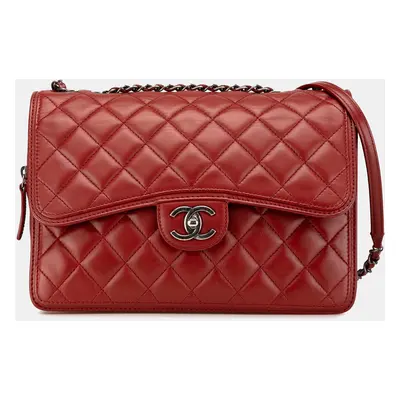 Chanel Red Large Quilted Lambskin Citizen Zip Flap