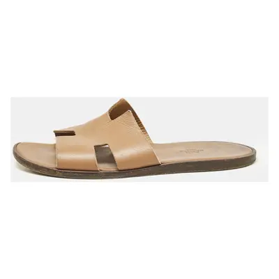 Hermes Tan Leather Izmir Flat Slide Sandals Size