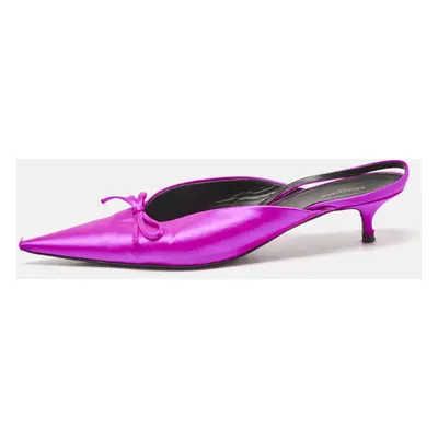 Balenciaga Magenta Satin Knife Bow Slingback Pumps Size