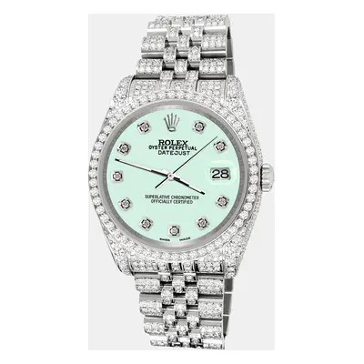 Rolex datejust pave 10.2ct iced diamond malachite jubilee Wristwatch