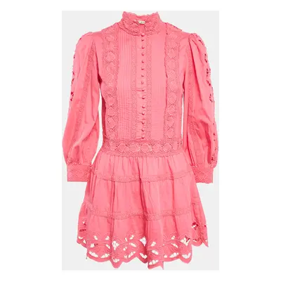 Alice + Olivia Pink Lace Trim Cotton Mini Dress