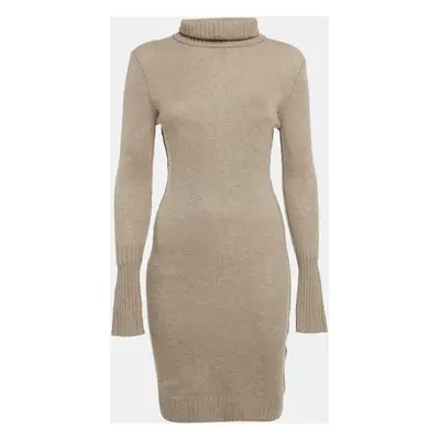 Oscar de la Renta Beige Cashmere Turtle Neck Sweater Dress