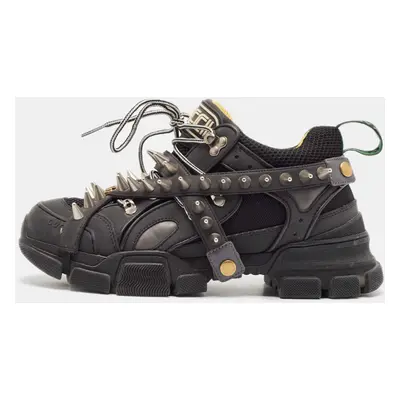 Gucci Black Leather and Mesh Removable Spikes Flashtrek Sneakers Size