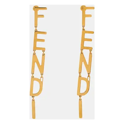 Fendi Fendigraphy Gold Tone Drop Earrings