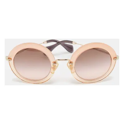 Miu Miu Peach/Brown Gradient SMU13N Round Sunglasses