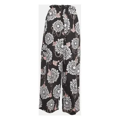 Hermes Black Cliquetis Aquarelle Print Cotton Wide Leg Trousers