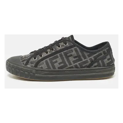 Fendi Black Canvas FF Summary Low Top Sneakers Size