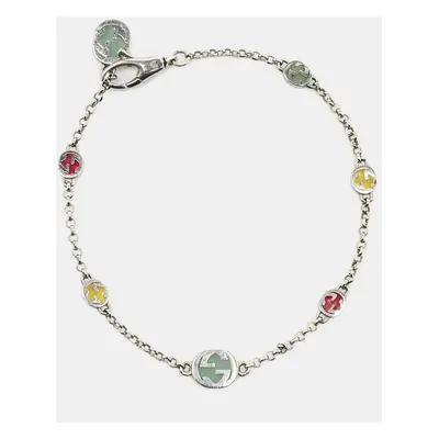 Gucci GG Enamel Sterling Silver Bracelet