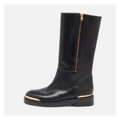 Marni Black Leather Zipper Calf Length Boots Size