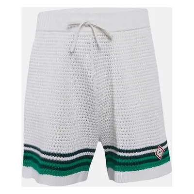 Casablanca White Striped Crochet Tennis Club Shorts