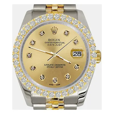 Rolex datejust 3.05ct diamond bezel champagne dial jubilee Wristwatch