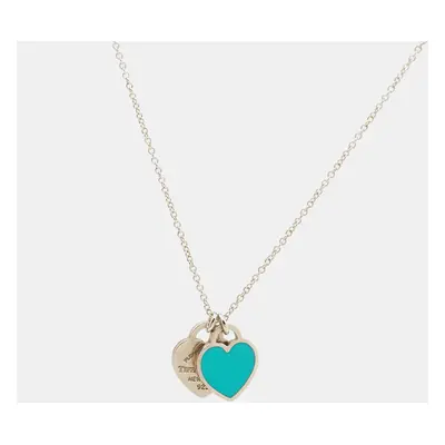 Tiffany & Co. Return to Tiffany Enamel Heart Tag Diamond Sterling Silver Necklace