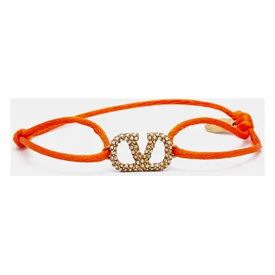 Valentino Vlogo Crystal Gold Tone Orange Cord Bracelet