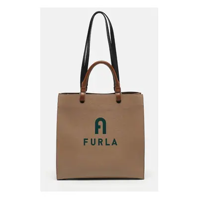 Furla Beige Leather NS Varsity Style Tote