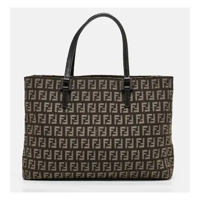 Fendi Brown Zucchino Canvas Small Shopper Tote