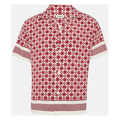 Sandro Red Print Crepe Short Sleeve Shirt