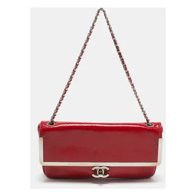 Chanel Red Patent Leather CC Frame Flap Bag