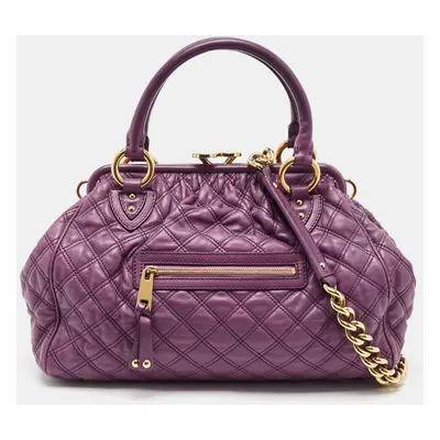 Marc Jacobs Purple Quilted Leather Stam Satchel