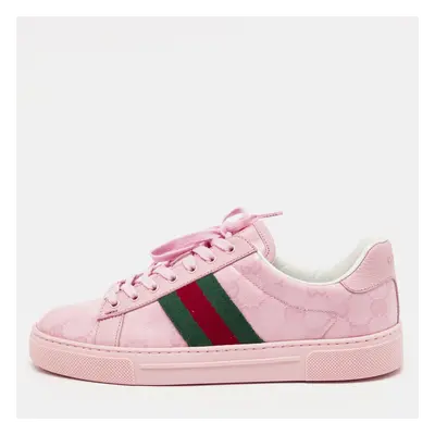 Gucci Pink GG Crystal Canvas Ace Sneakers Size