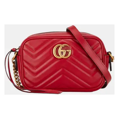 Gucci Red Mini GG Marmont Matelasse Crossbody