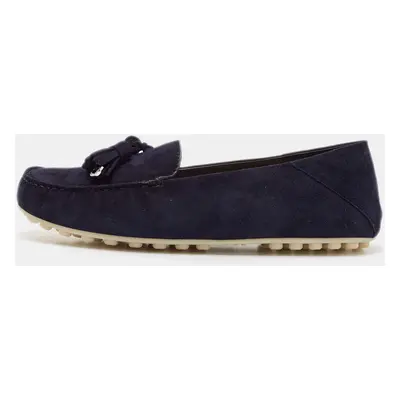 Loro Piana Navy Blue Suede Dot Sole Walk Loafers Size 37.5