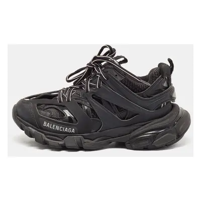 Balenciaga Black Faux Leather and Mesh Track Sneakers Size