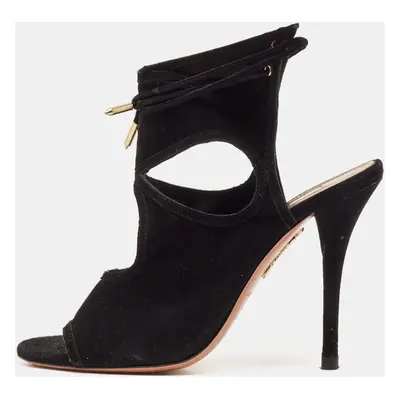 Aquazzura Black Suede Sexy Thing Sandals Size