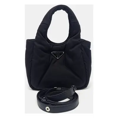 Prada Black Nylon Padded Soft Small Tote Bag