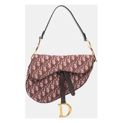 Dior Red Oblique Canvas Saddle Bag