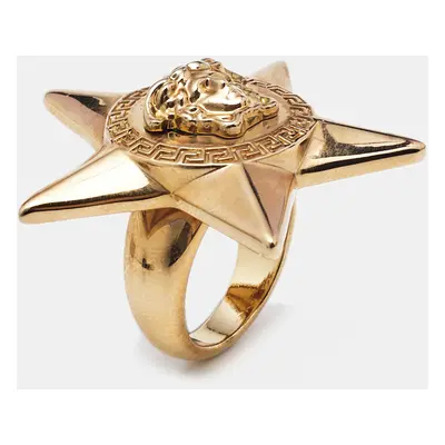 Versace Medusa Star Rose Gold Tone Metal Ring Size